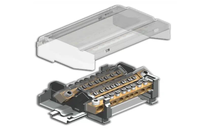 Morsettiera Distribuzione 4x80A per Barra DIN 4 Moduli TrACON