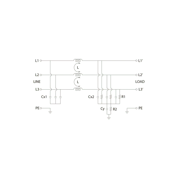 Cabur XF100TDVST2 3-phase filter without neutral