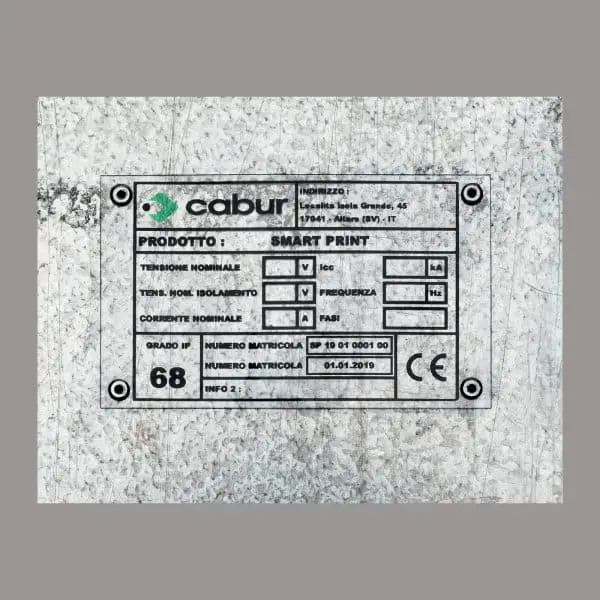 Cabur TAME2715W SMARTPRINT+ EXTERNAL PANEL IDENTIFICATION TAGS