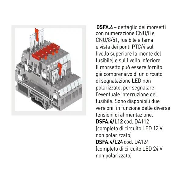 Cabur DA100GR SCREW TERMINAL BLOCKS MPFA - DSFA SERIES 2 LEVEL FUSE-HOLDER