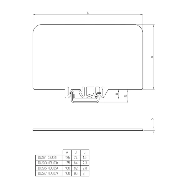 CABUR DUS03 PARTITIONS PLATES DFU-DFH-DFP SERIES